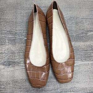 Everlane The 90's Flat Shoe 100% Brown Leather Croc Embossed Women’s Sz 7